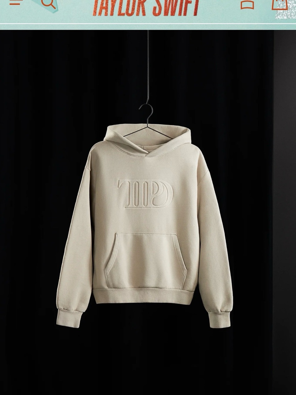 Taylor Swift TTPD Embossed Logo Hoodie Sweater - Cream